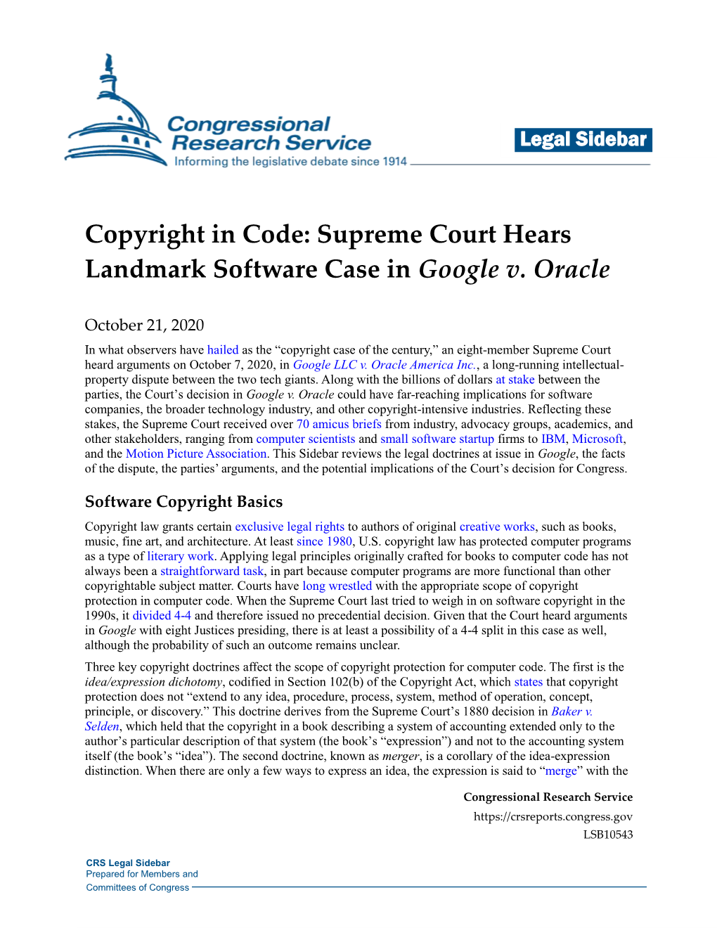 Supreme Court Hears Landmark Software Case in Google V