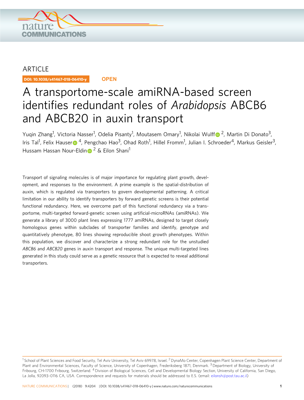 A Transportome-Scale Amirna-Based Screen Identifies Redundant Roles Of