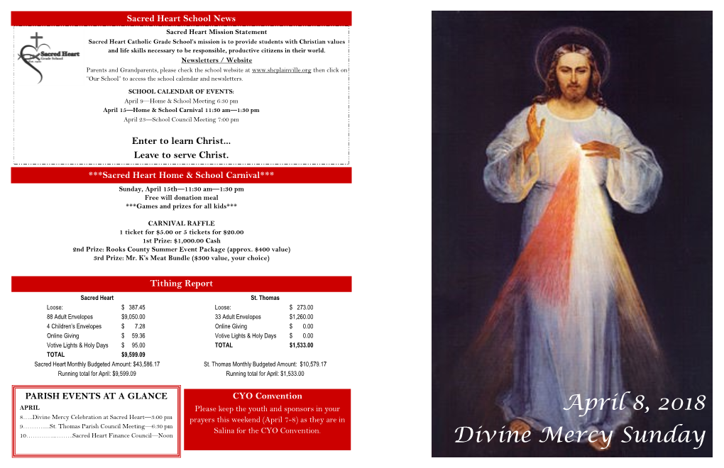 April 8, 2018 Divine Mercy Sunday