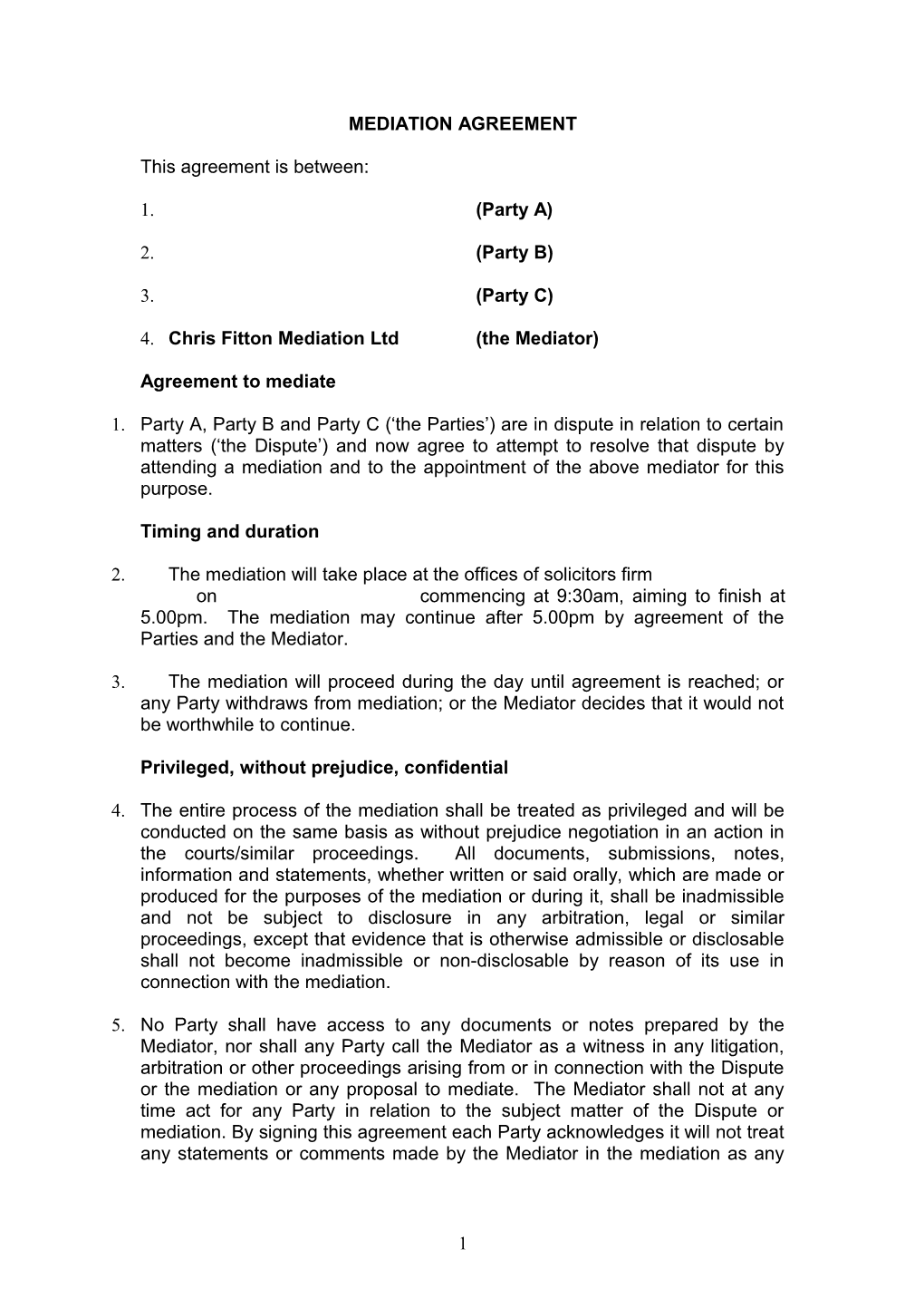 Mediation Agreement