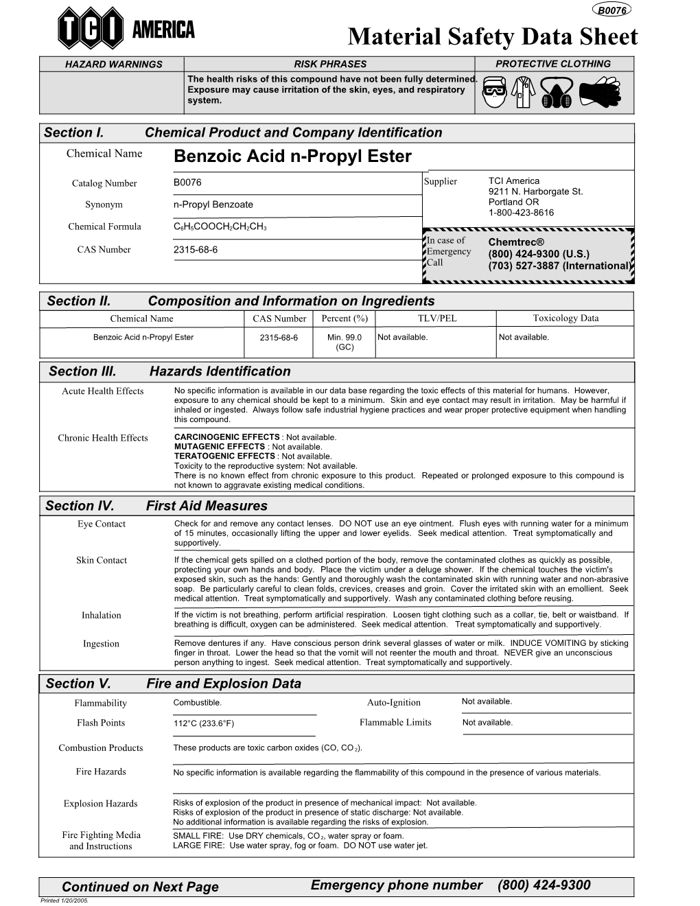 6662 Benzoic Acid N-Propyl Ester