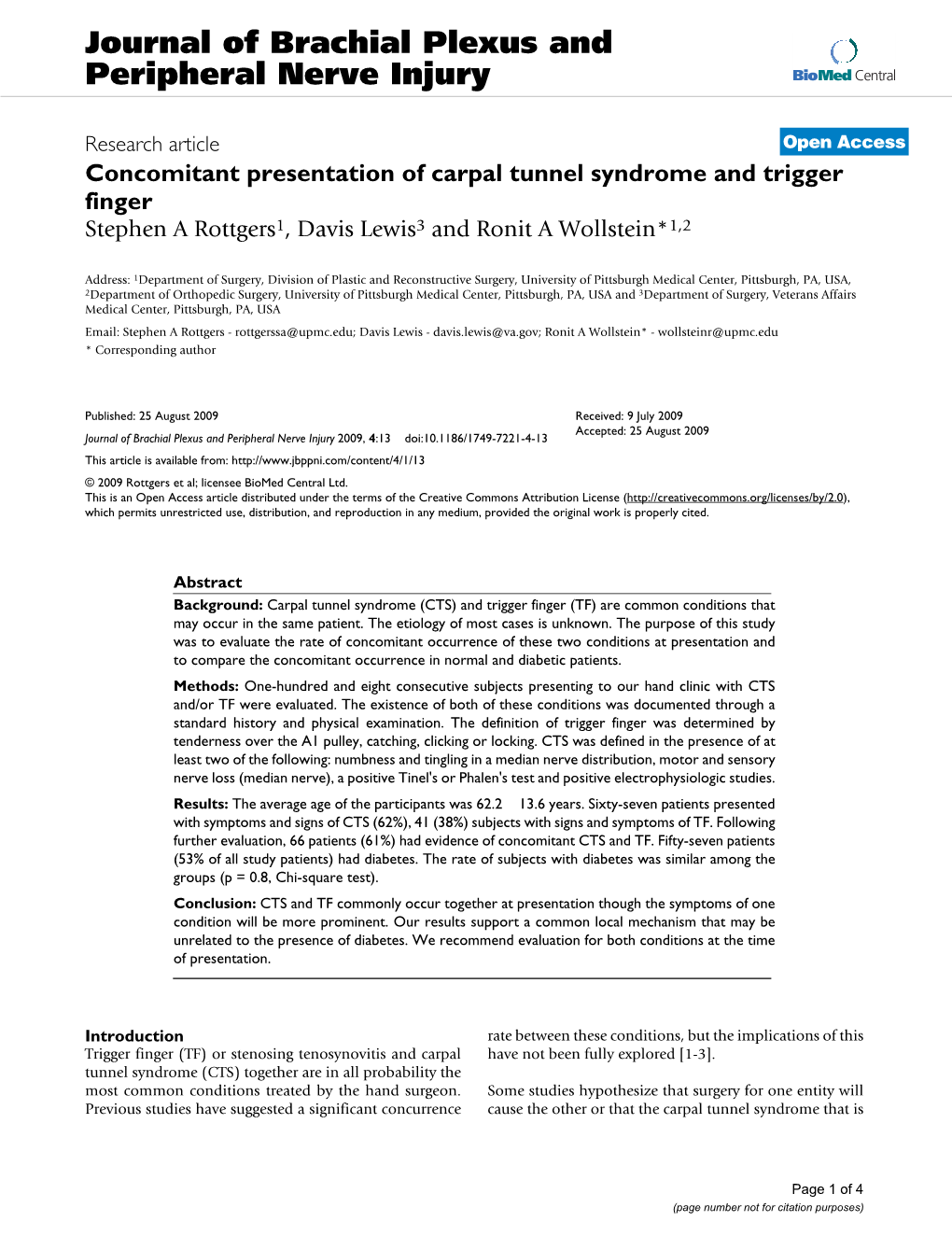 Journal of Brachial Plexus and Peripheral Nerve Injury Biomed Central