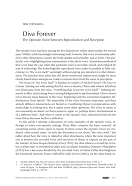 Diva Forever the Operatic Voice Between Reproduction and Reception