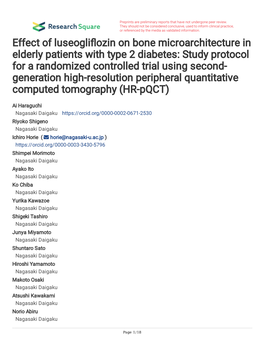 Effect of Luseogliflozin on Bone Microarchitecture in Elderly Patients with Type 2 Diabetes