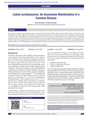 Lichen Scrofulosorum: an Uncommon Manifestation of a Common Disease