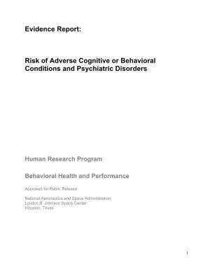Behavioral Health and Performance Element: Evidence Report