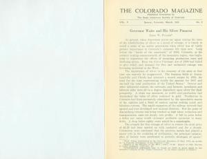 COLORADO MAGAZINE Published Bi-Monthly by the State Historical Society of Colorado