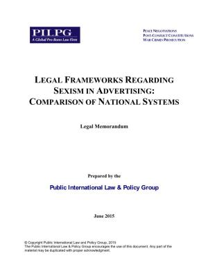 Legal Frameworks Regarding Sexism in Advertising: Comparison of National Systems