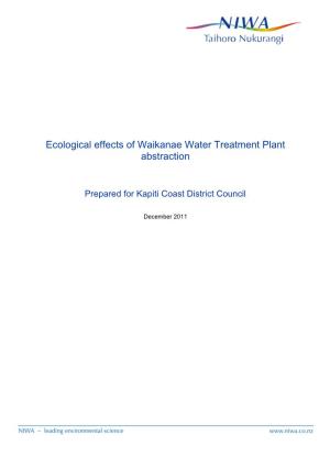 Ecological Effects of Waikanae Water Treatment Plant Abstraction