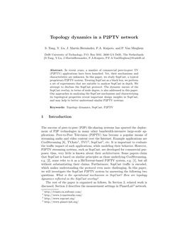 Topology Dynamics in a P2PTV Network