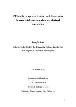 HER Family Receptor Activation and Dimerisation in Colorectal Cancer and Cancer-Derived Exosomes