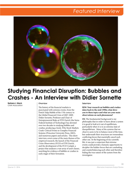 Bubbles and Crashes - an Interview with Didier Sornette Barbara J