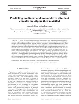 Predicting Nonlinear and Non-Additive Effects of Climate: the Alpine Ibex Revisited