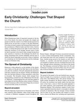 Early Christianity: Challenges That Shaped the Church