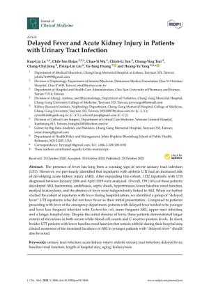 Delayed Fever and Acute Kidney Injury in Patients with Urinary Tract Infection