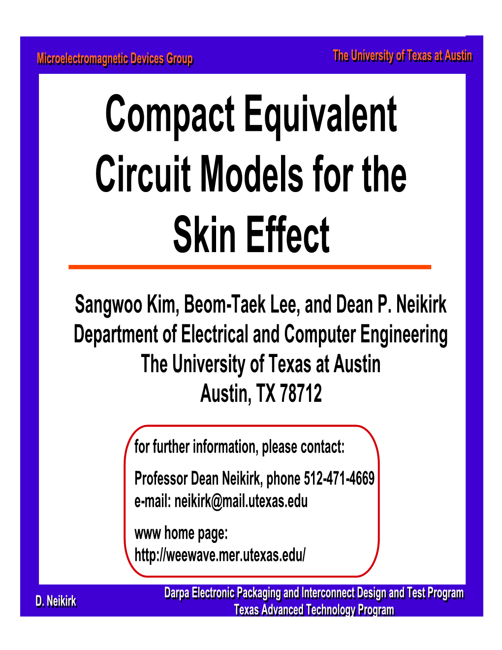 Compact Equivalent Circuit Models for the Skin Effect