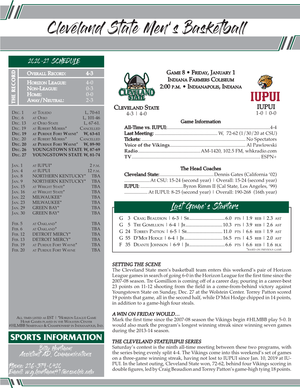 Cleveland State Men's Basketball
