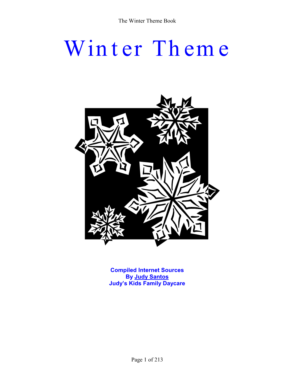 Winter Theme Book Winter Theme