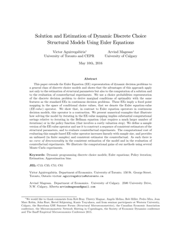Solution and Estimation of Dynamic Discrete Choice Structural Models Using Euler Equations