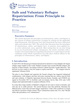 Safe and Voluntary Refugee Repatriation: from Principle to Practice