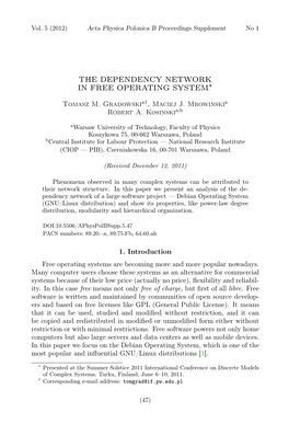 The Dependency Network in Free Operating System∗