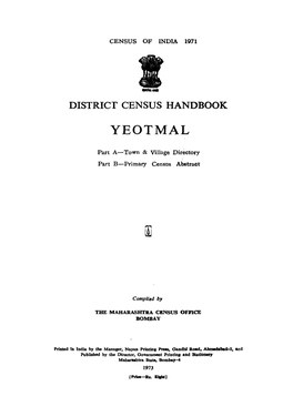 District Census Handbook, Yeotmal, Part a & B