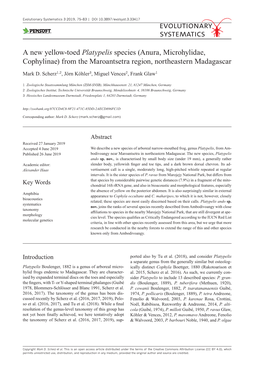 Evolsyst.Pensoft.Net Evolutionary Systematics 3 2019, 75–83 77 of Genetic Divergence of the New Species, Broadly Indic- Paratypes