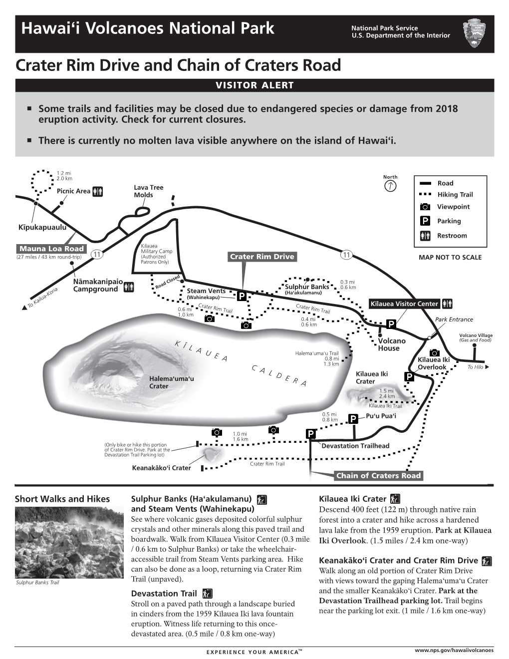 Hawai'i Volcanoes National Park Crater Rim Drive and Chain Of