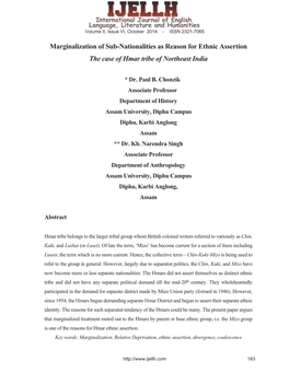 Marginalization of Sub-Nationalities As Reason for Ethnic Assertion The