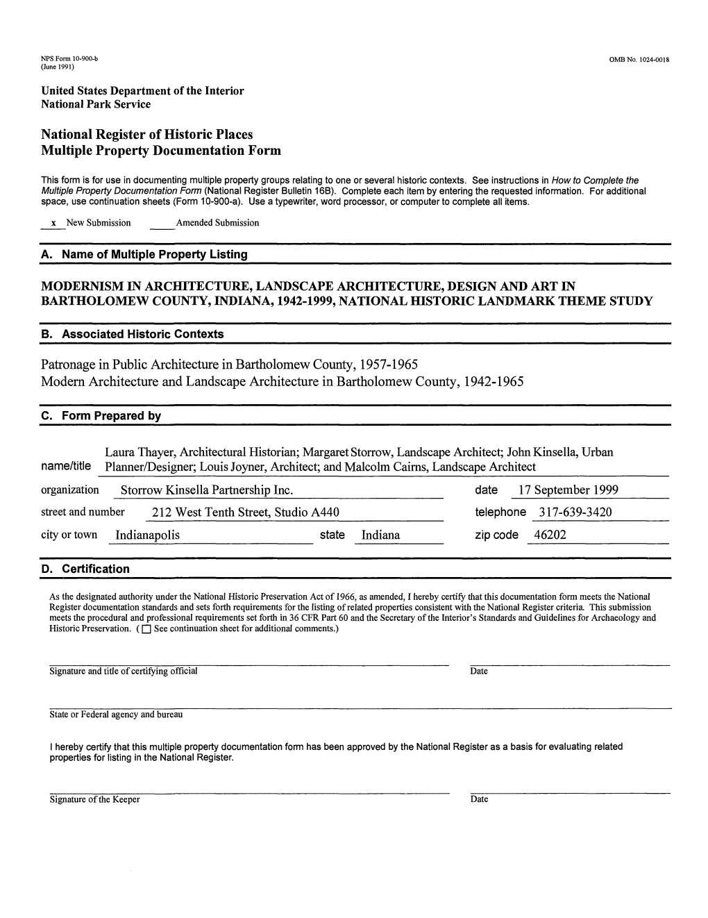 National Register of Historic Places Multiple Property Documentation Form