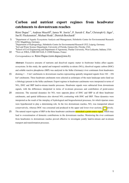 Carbon and Nutrient Export Regimes from Headwater Catchments to Downstream Reaches Rémi Dupas1, *, Andreas Musolff2, James W