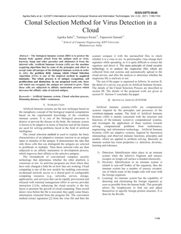 Clonal Selection Method for Virus Detection in a Cloud