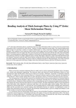 Bending Analysis of Thick Isotropic Plates by Using 5Th Order Shear Deformation Theory