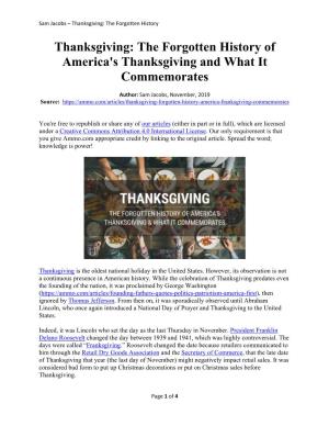 Thanksgiving: the Forgotten History