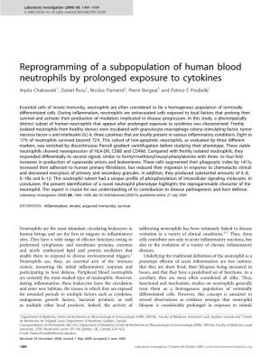 Reprogramming of a Subpopulation of Human Blood Neutrophils By