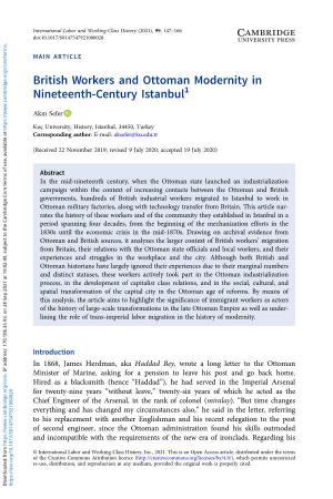 British Workers and Ottoman Modernity in Nineteenth-Century Istanbul1
