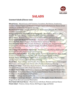 SALADS Gourmet Salads (Choose One)
