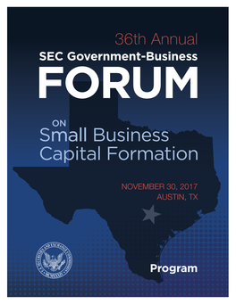 Program: 36Th Annual SEC Government-Business Forum on Small Business Capital Formation 2017
