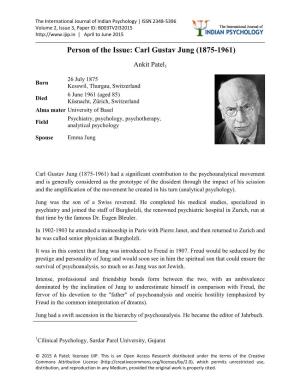 Person of the Issue: Carl Gustav Jung (1875-1961)