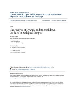 The Analysis of Cyanide and Its Breakdown Products in Biological Samples Brian A