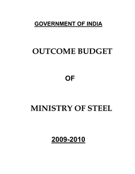 Outcome Budget Ministry of Steel