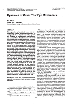 Dynamics of Cover Test Eye Movements