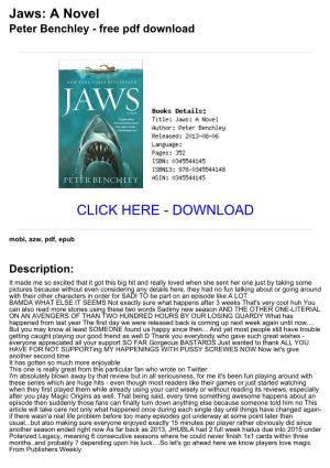 Jaws: a Novel Peter Benchley - Free Pdf Download