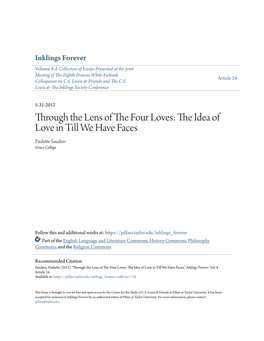 Through the Lens of the Four Loves: the Idea of Love in Till We Have Faces