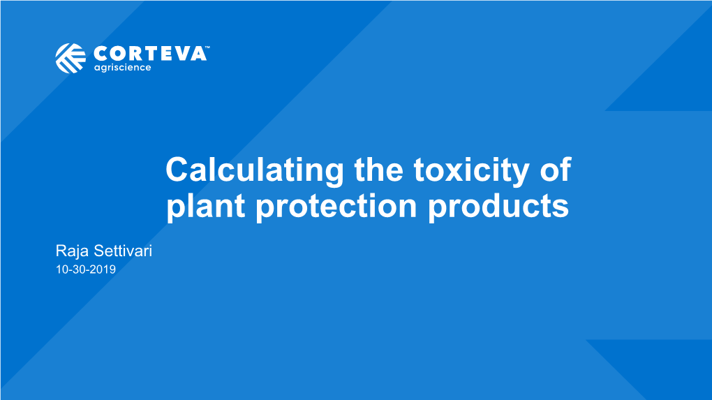 Calculating the Toxicity of Plant Protection Products (NICEATM