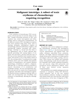 Malignant Intertrigo: a Subset of Toxic Erythema of Chemotherapy Requiring Recognition