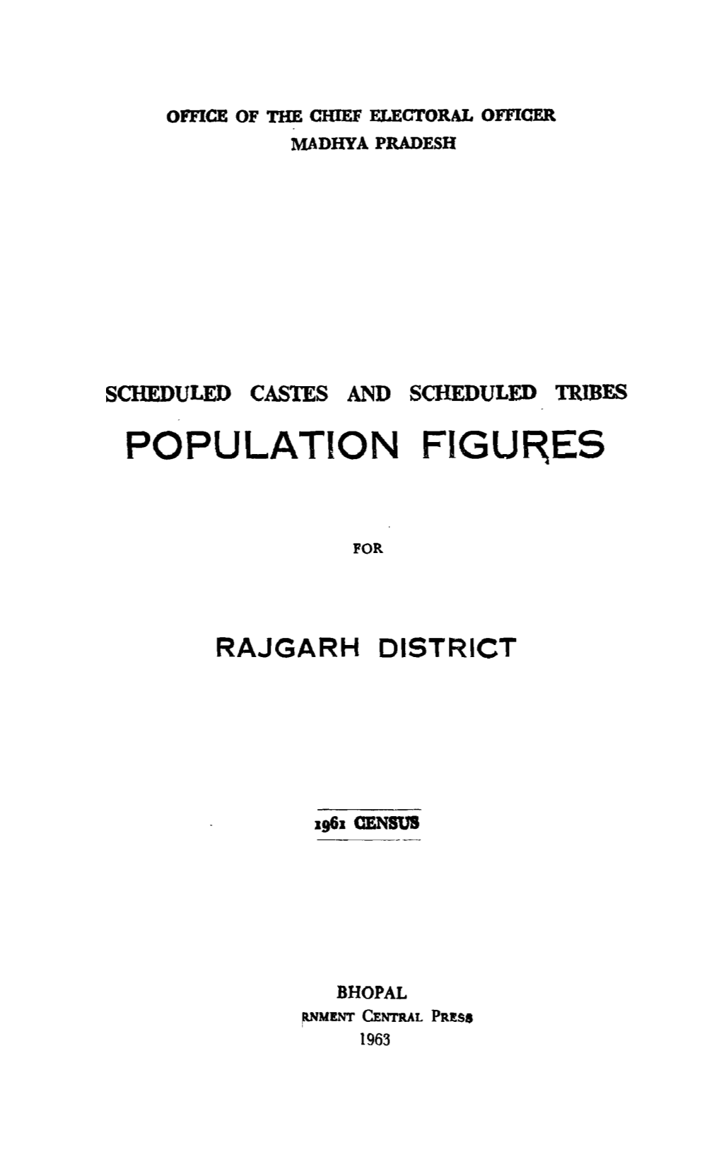 Scheduled Castes and Scheduled Tribes Population Figures, Rajgarh