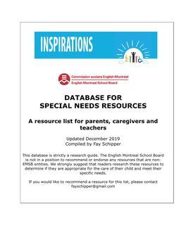 Database for Special Needs Resources