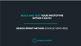 Design Sprint Method (Google Ventures) What Is a Design Sprint? Experience Studio