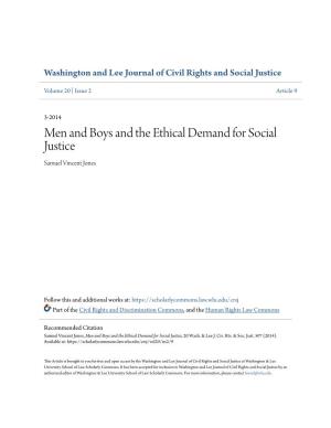 Men and Boys and the Ethical Demand for Social Justice Samuel Vincent Jones
